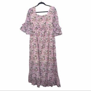 Alexa Chung Pink Pintuck Floral Maxi Dress NWT Size 10